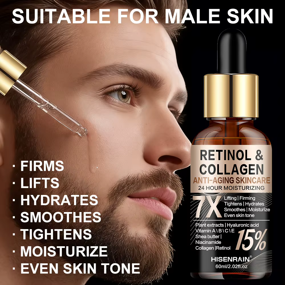 Sérum pour le visage au rétinol et au collagène HISENRAIN - Hydratant intense anti-âge