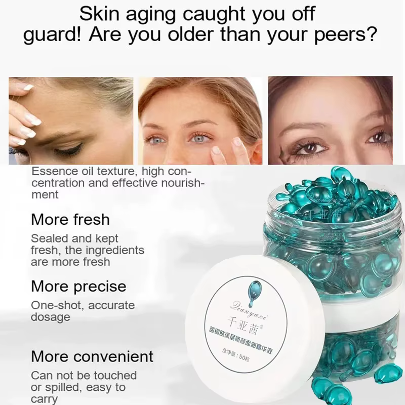 Capsule de peptide de cuivre bleu pour le visage