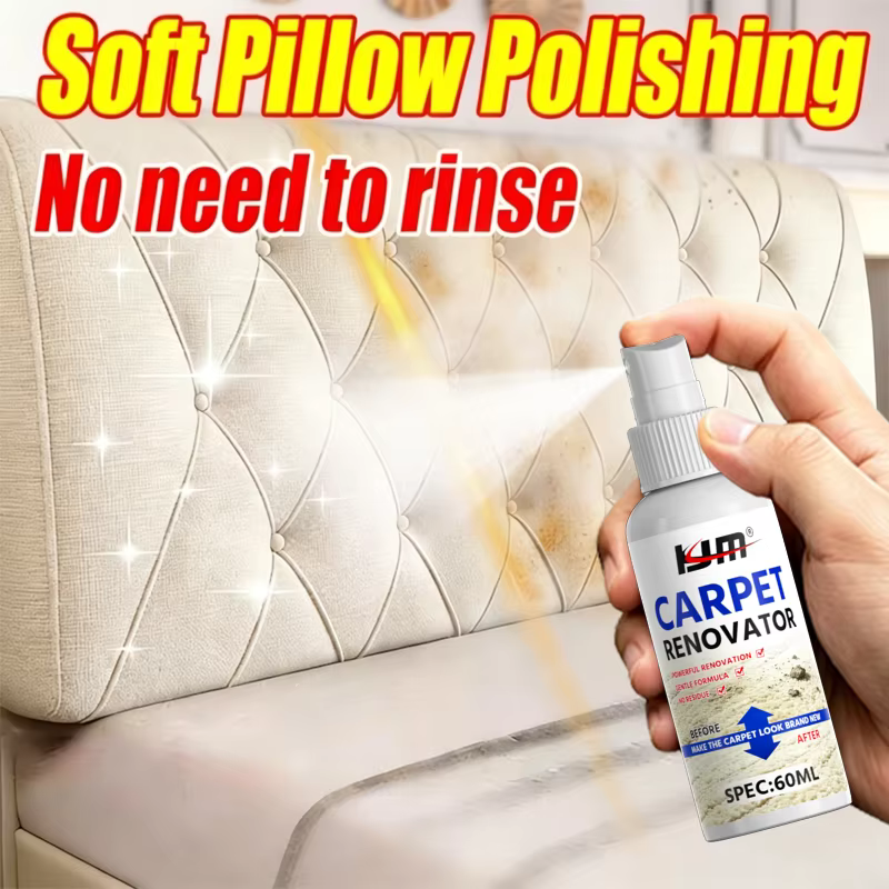 KJM Spray Détachant Sans Rinçage pour Tapis, Tissus, Canapés, Coussins, Urine d'Animaux, Graisse, Poussière, Nettoyage en Profondeur pour Cuir et Tissus d'Ameublement Automobile