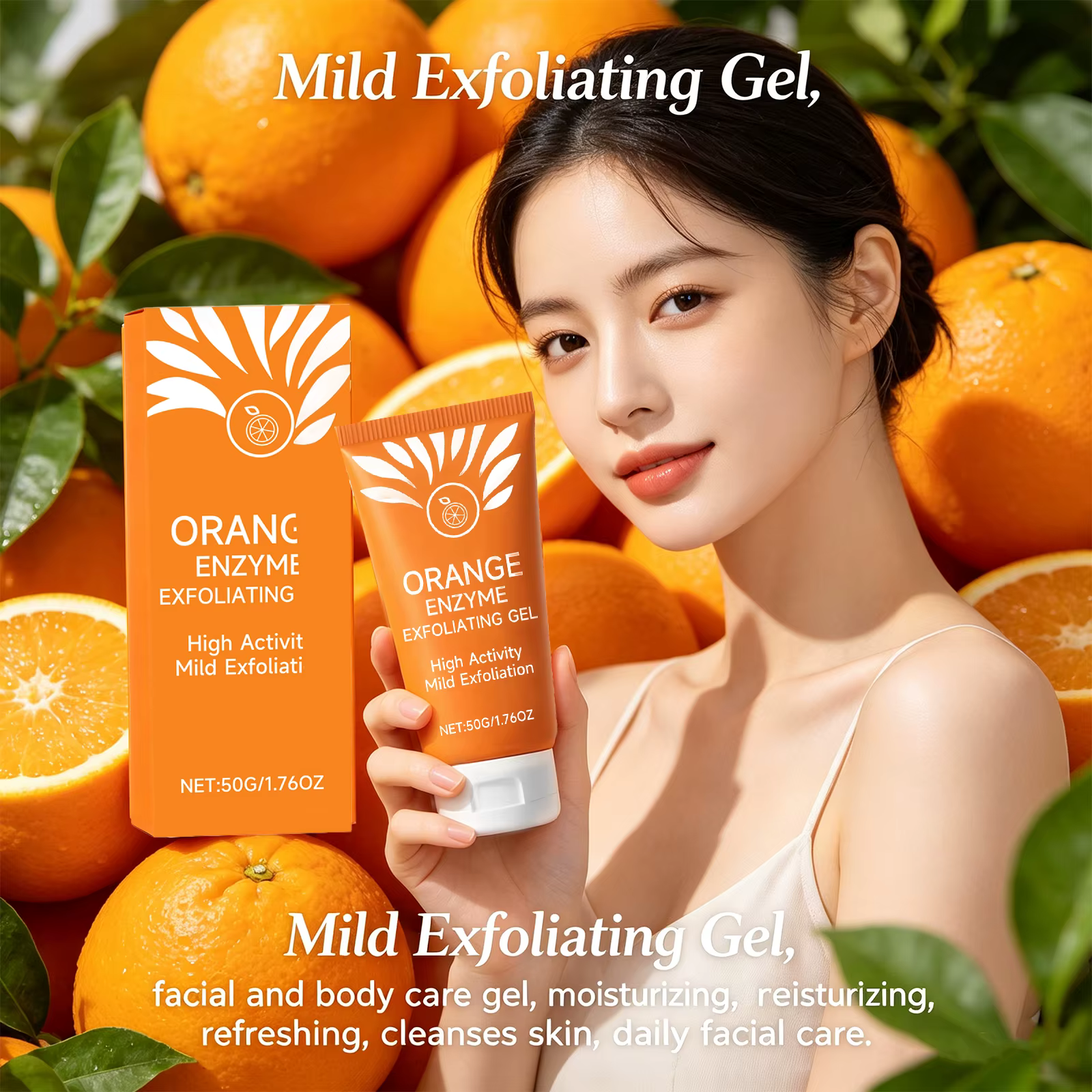 Gel exfoliant à l'orange pour le soin du visage et du corps