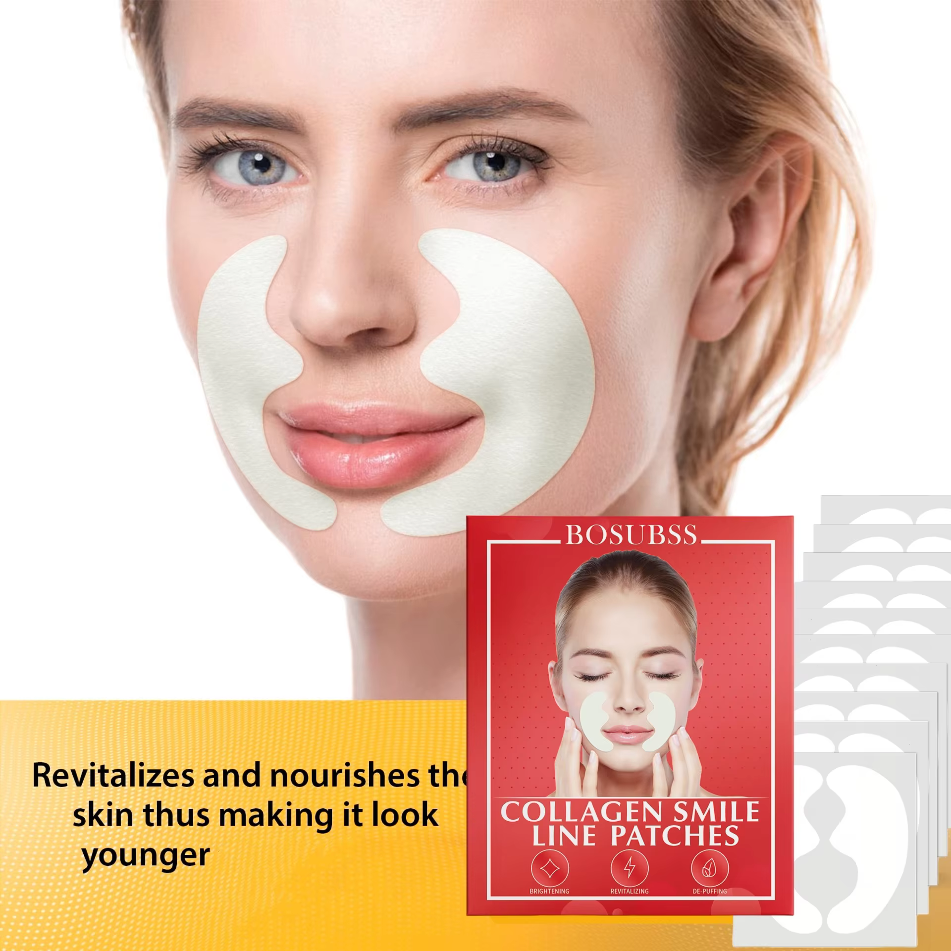 Les patchs pour le visage en hydrogel réduisent les rides et le front. Effet liftant