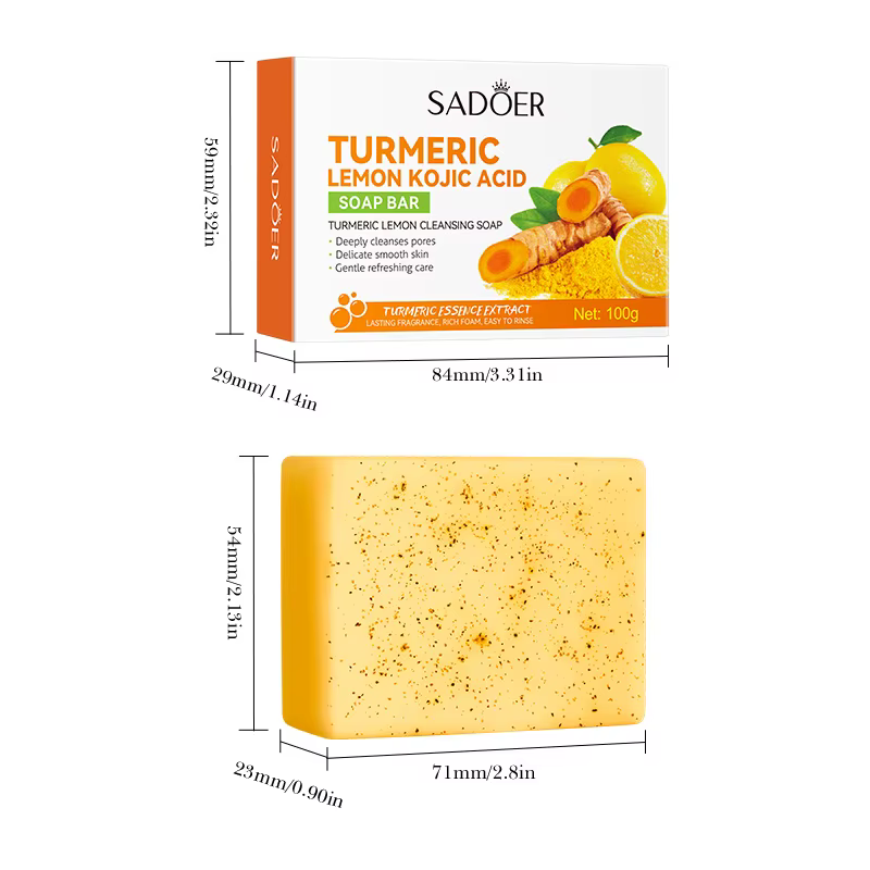 SADOER curcuma savon pour le visage blanchissant Anti-âge hydratant nettoyage en profondeur corps