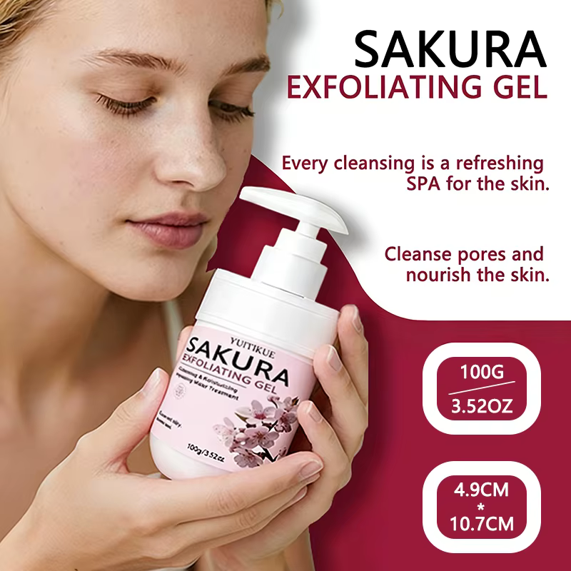 Gel nettoyant exfoliant Sakura 100g YUITIKUE Exfoliation douce Élimination des peaux mortes Hydratant Gel pour le visage doux et lisse