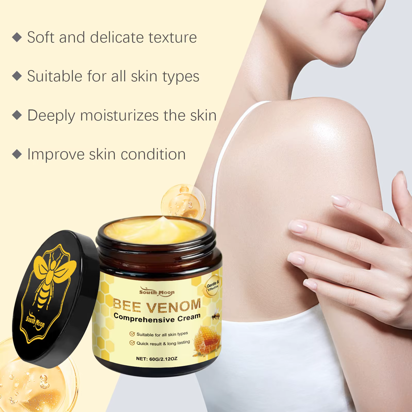 Crème hydratante pour le visage au venin d'abeille