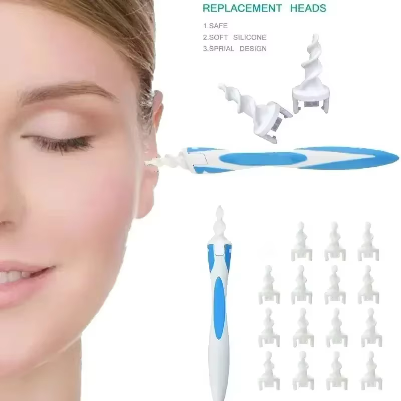 Nouvel outil de nettoyage d'oreilles en silicone en spirale, kit de nettoyage d'oreilles pratique et sûr, outil spécialisé pour le nettoyage rotatif des canaux auditifs à domicile