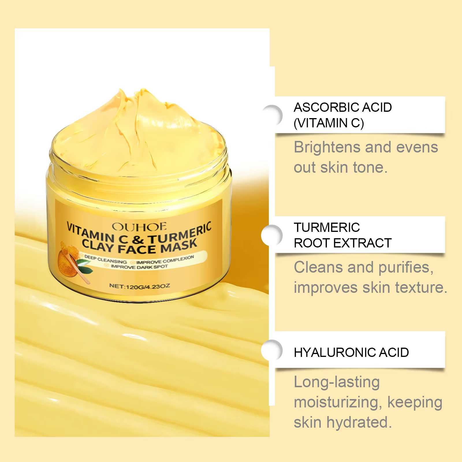 Masque en argile à la vitamineC au curcuma