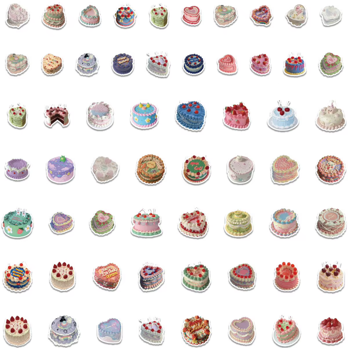 60 pièces d'autocollants de gâteau crème rétro, motifs de desserts colorés, adaptés aux journaux, aux scrapbooking et aux décorations de fête