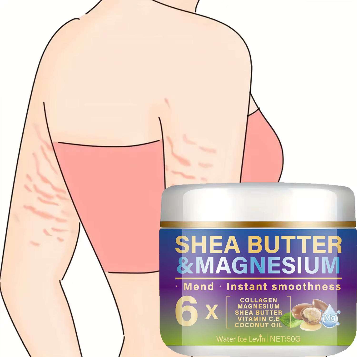 Crème raffermissante au magnésium à l'huile de karité et au collagène – Formule hydratante et éclaircissante pour une