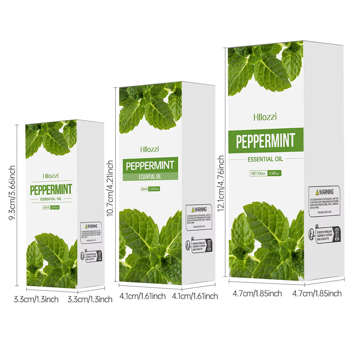 100 ml/60 ml/30 ml huile essentielle de menthe poivrée hydratante multifonctionnelle
