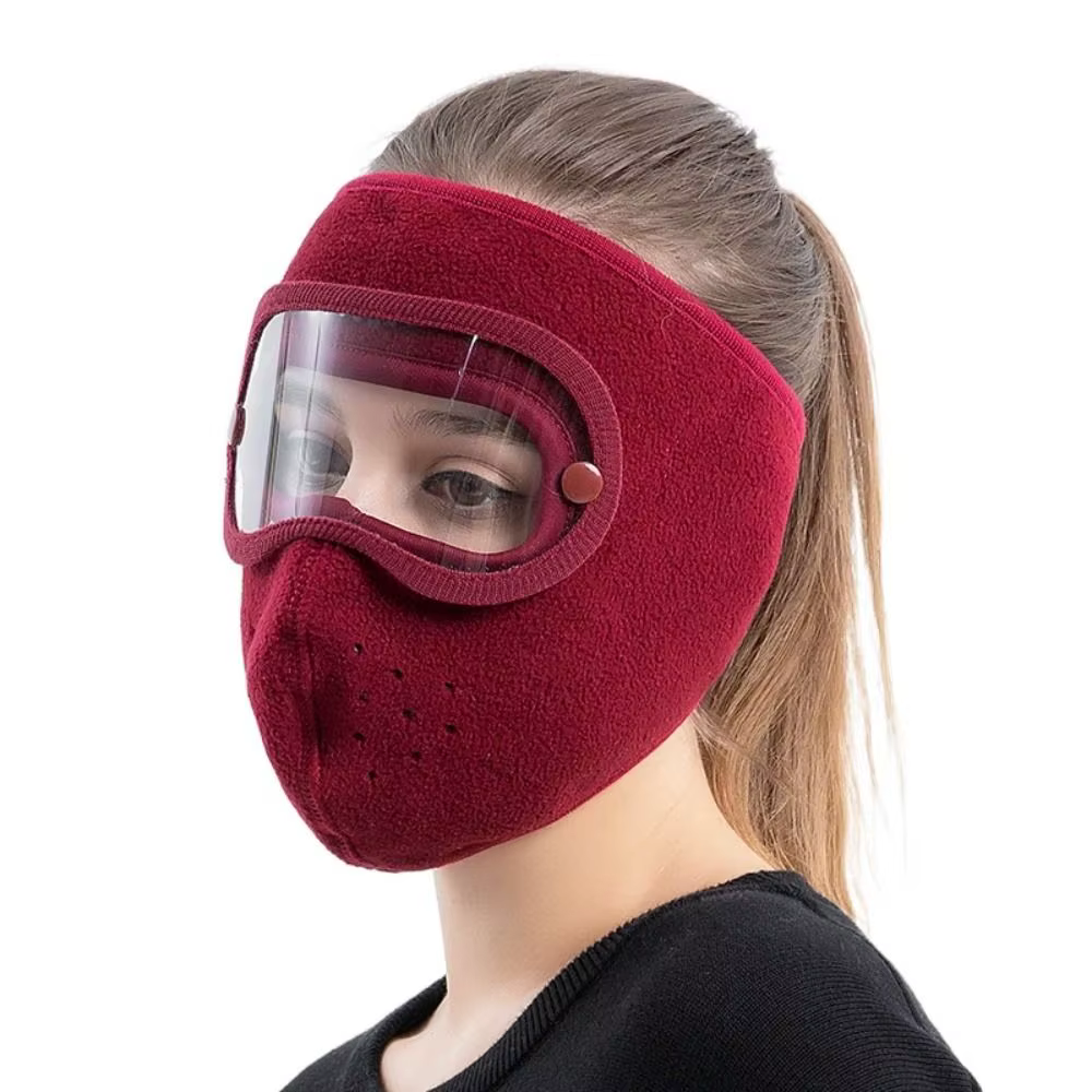 Masques de Ski en polaire simples, coupe-vent, thermique, en laine, Protection des lentilles Anti-buée, chauffe-oreilles, masque d'hiver pour course à pied