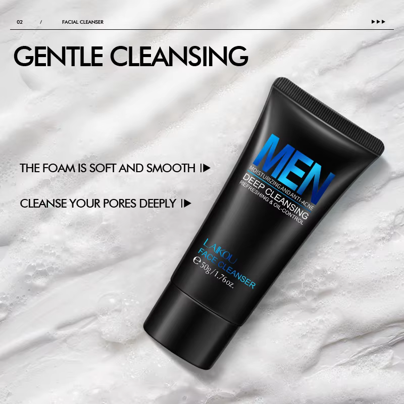 LAIKOU hommes nettoyant pour le visage lavage du visage hydratant homme soins de la peau contrôle du sébum points noirs enlever gommage cosmétiques profond Norishing