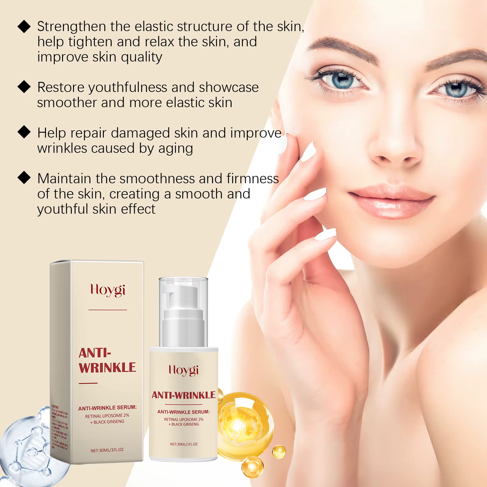 Séoul 1988 2% réinale Anti-âge rides sérum Ginseng Essence du visage raffermissant Pores éclaircissant