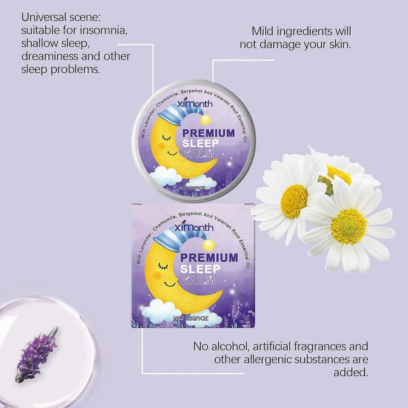 Baume de Sommeil Premium 30g – Formule Naturelle Lavande & Camomille