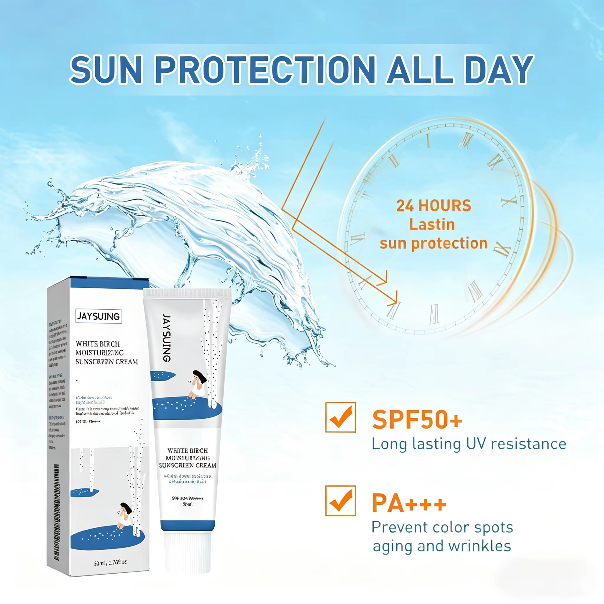 Crème solaire hydratante SPF50+ PA+++ à large spectre