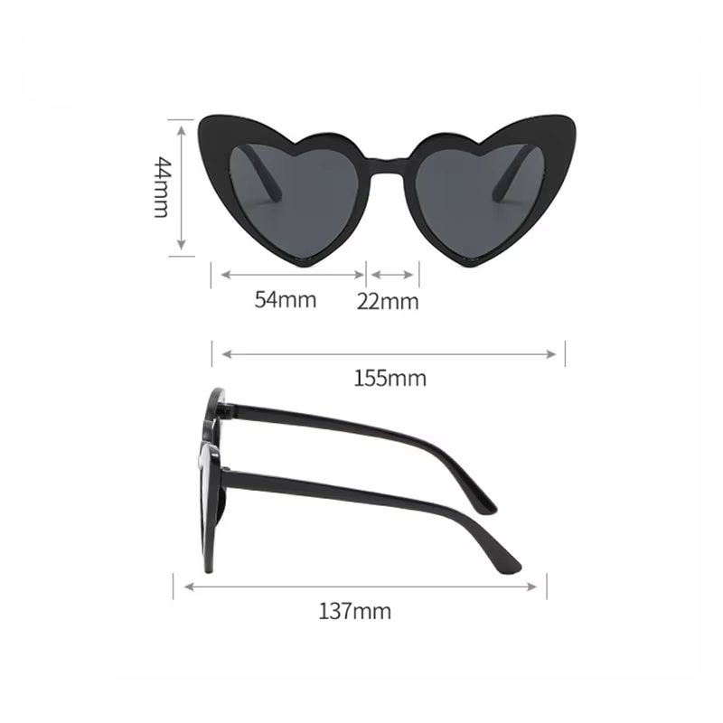 Lunettes de soleil en forme de cœur pour hommes et femmes, lunettes de soleil œil de chat, marque rétro, amour, noir, blanc, ombré UV400