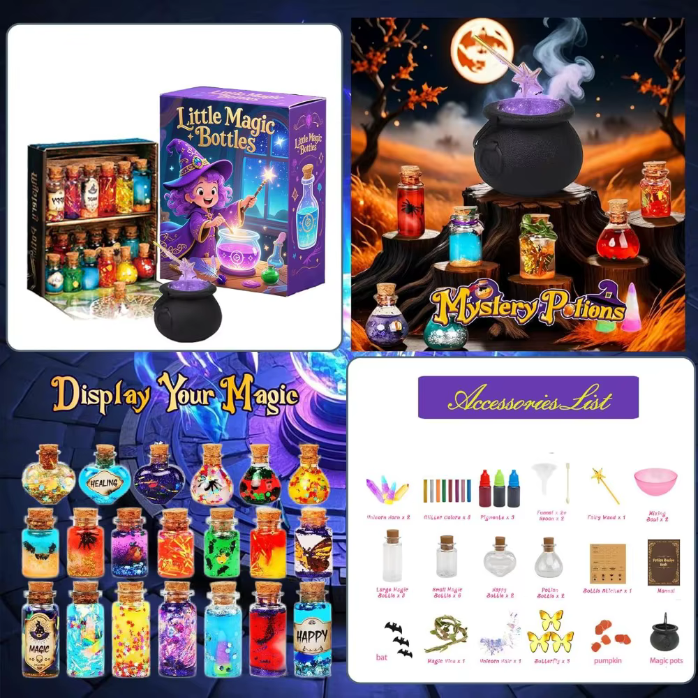 Kit de potion magique de fée pour enfants, flacons de potion de sorcier magique mélangés, cadeaux d'anniversaire, jouets pour filles et garçons, kits d'artisanat de bricolage