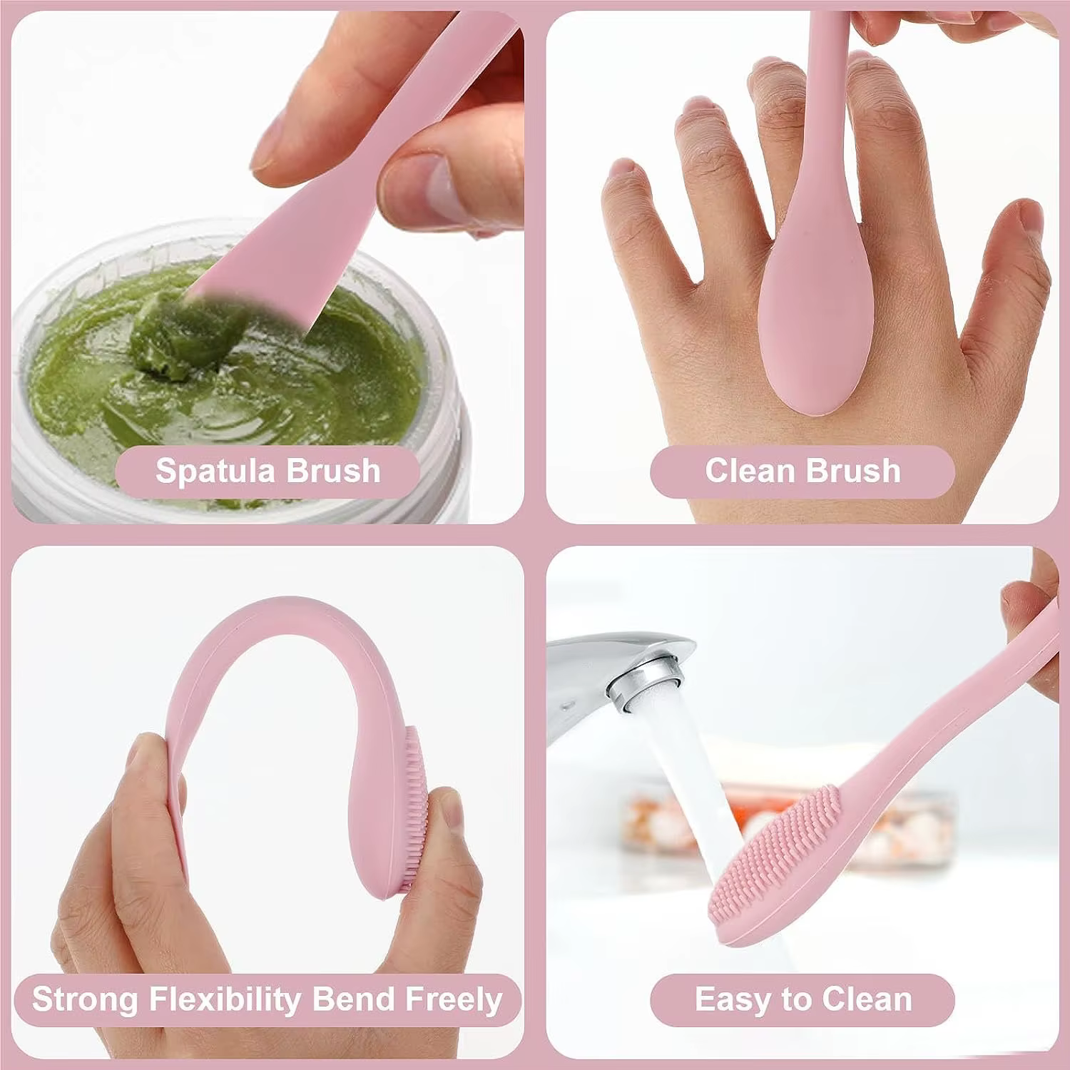 1PC Brosse nettoyante pour le visage en silicone à double tête