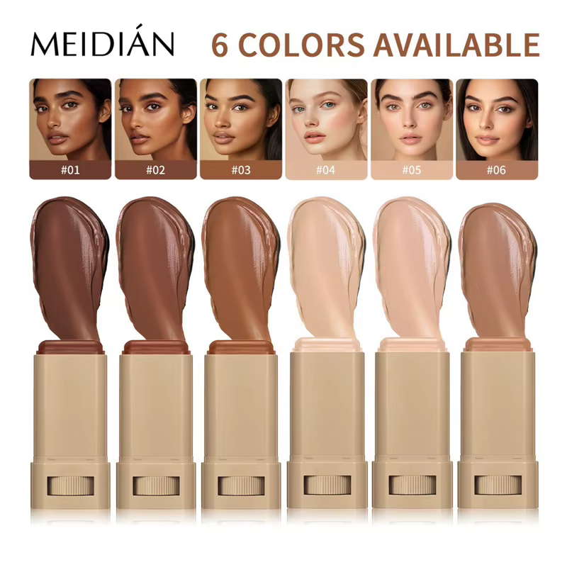 Stick de Teint Teinté 6 Couleurs – Texture Soyeuse Enrichie en Sérum – Couvrance Hydratante – Correcteur et Base