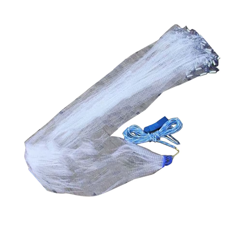Filet de pêche américain à lancer à la main en nylon monofilament haute résistance, maille fine, sans boucles