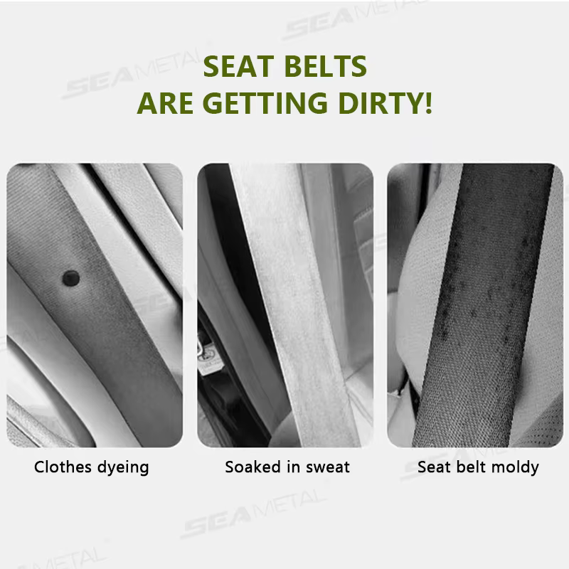 SEAMETAL – outil de nettoyage de ceinture de sécurité intérieure de voiture, plateau pliable Double face en forme de U, brosse éponge, protège-mains de ceinture de sécurité, détails de voiture