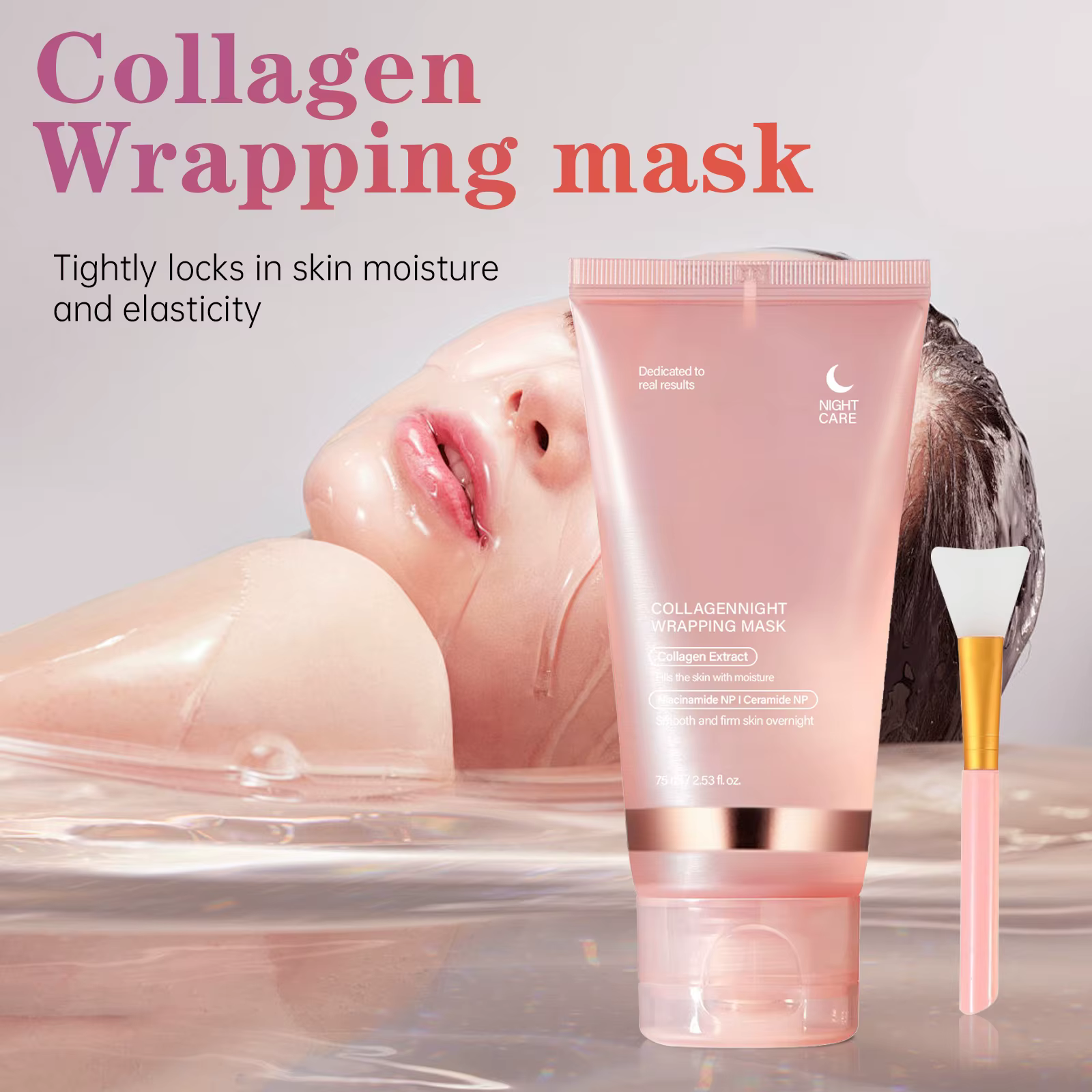 Masque raffermissant au collagène pour la nuit 75ml - Formule tenseur hydratante en profondeur pour une peau lisse