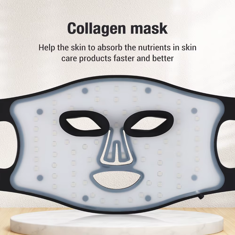 Masque LED Visage 4 Couleurs, Appareil de Soin de la Peau à Lumière Rouge et Bleue, 72 Perles LED, Masque de Beauté Rechargeable sans Fil avec Minuteur pour Soin du Visage à la Maison, Homme Femme