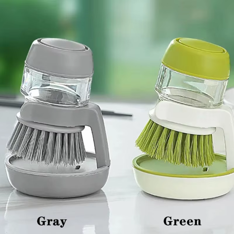 Brosse de nettoyage et dégraissage pour cuisine, type presse, avec ajout automatique de liquide, pour lave-vaisselle et nettoyage domestique