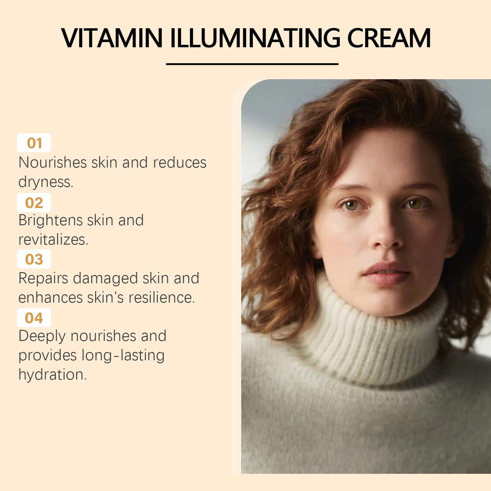 Crème Éclaircissante Vitamine Hydratante Raffermissante Éclatante Lissante Réparatrice Stabilisatrice