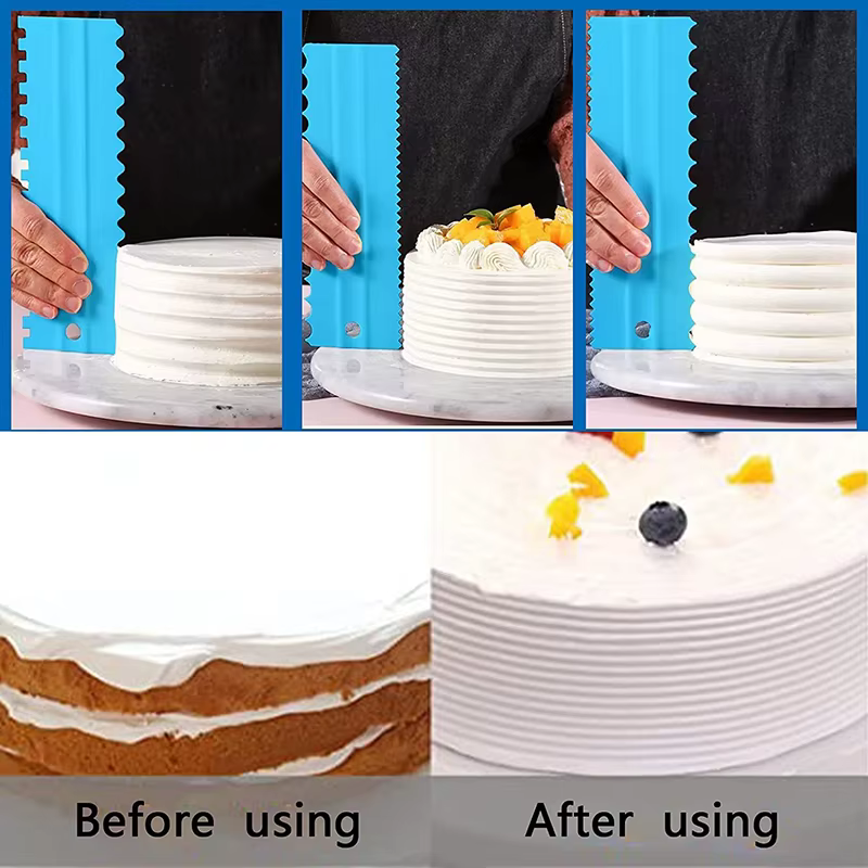 Grattoir à crème, spatules à bord de dents irrégulières, grattoir de cuisson de gâteaux, trancheur de gâteau Fondant, outils de coupe de pâtisserie, bricolage de décoration
