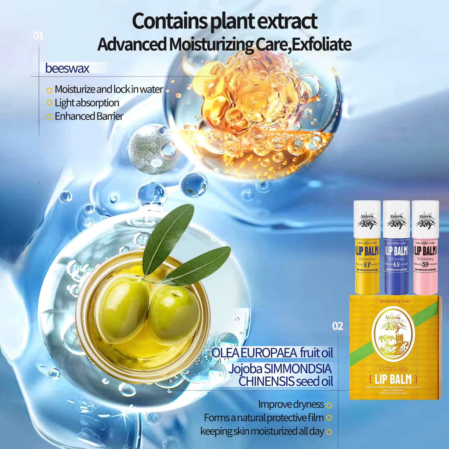 Baume à lèvres hydratant aux extraits de plantes – Nourrir et exfolier