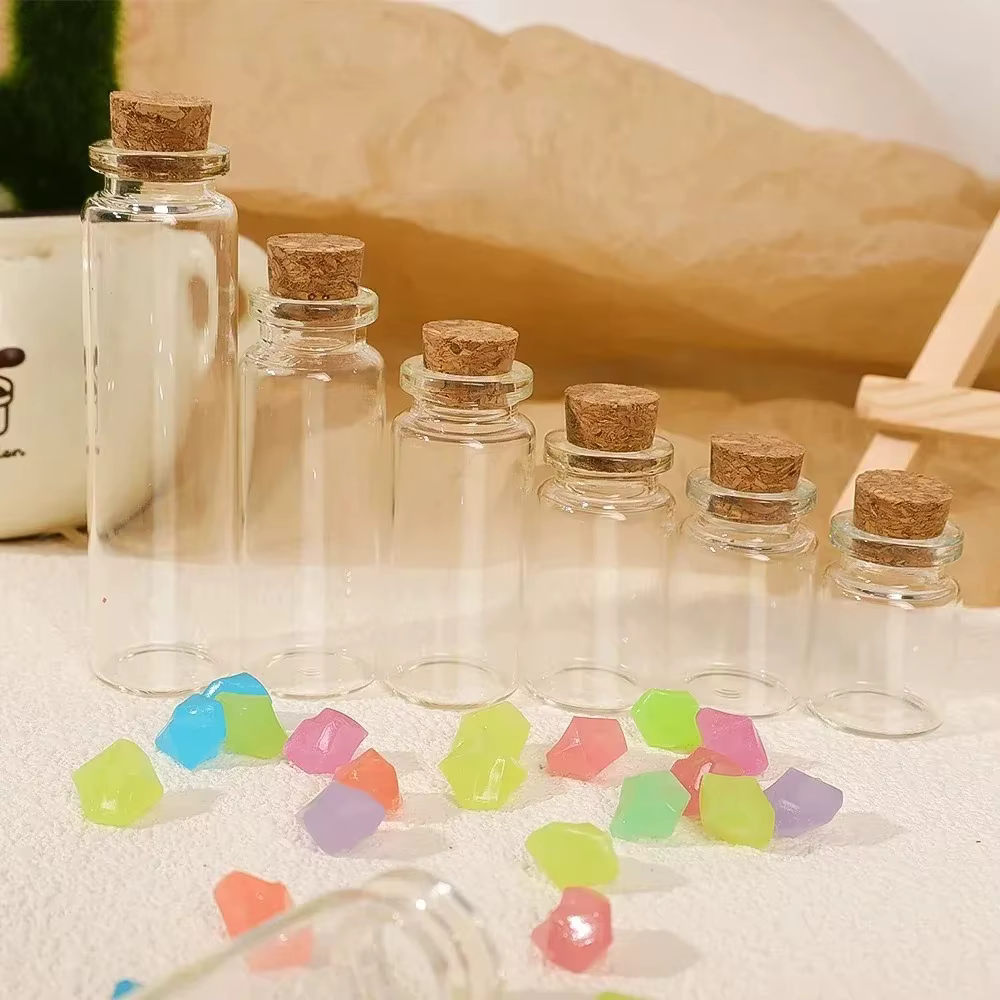 Bouteilles en verre avec bouchon en liège, 20/10 pièces, bricolage, cadeau d'anniversaire, Message vide Transparent, bouteille de souhait, décor de fête de mariage et de noël
