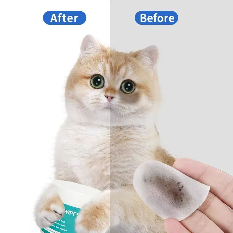 Lingettes nettoyantes pour animaux de compagnie : lingettes humides pour éliminer les traces de larmes et nettoyer les yeux des chats