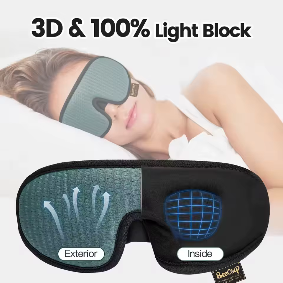 Masque pour les yeux de sommeil Contour 3D adapté aux dormeurs secondaires -100% occultant doux et sans stress -