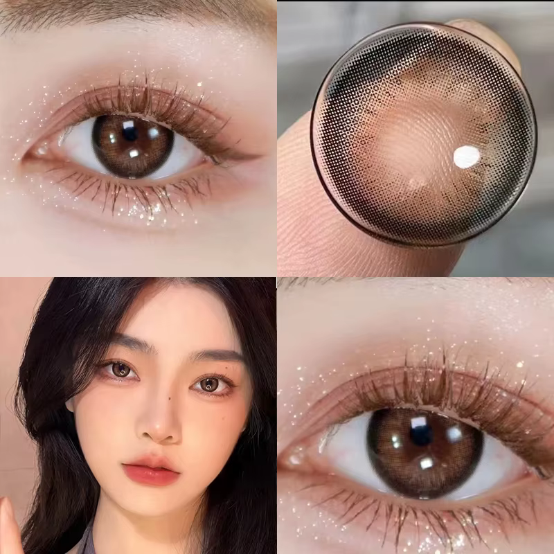 Lentilles de contact de couleur pour les yeux jaune naturel noir myopie lentilles colorées doux 1 paire de contacts colorés pour gros yeux avec dioptries