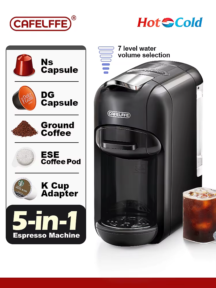 Cafelffe-Machine à café à capsules multiples, chaud et froid, DG Cappuccino a.net, dosette ESE, café moulu, 19 bars, 5 en 1