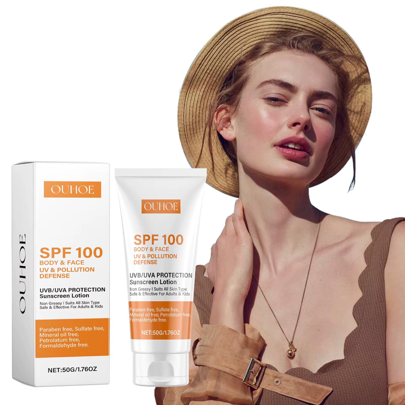 Crème solaire visage et corps Non grasse SPF 100+