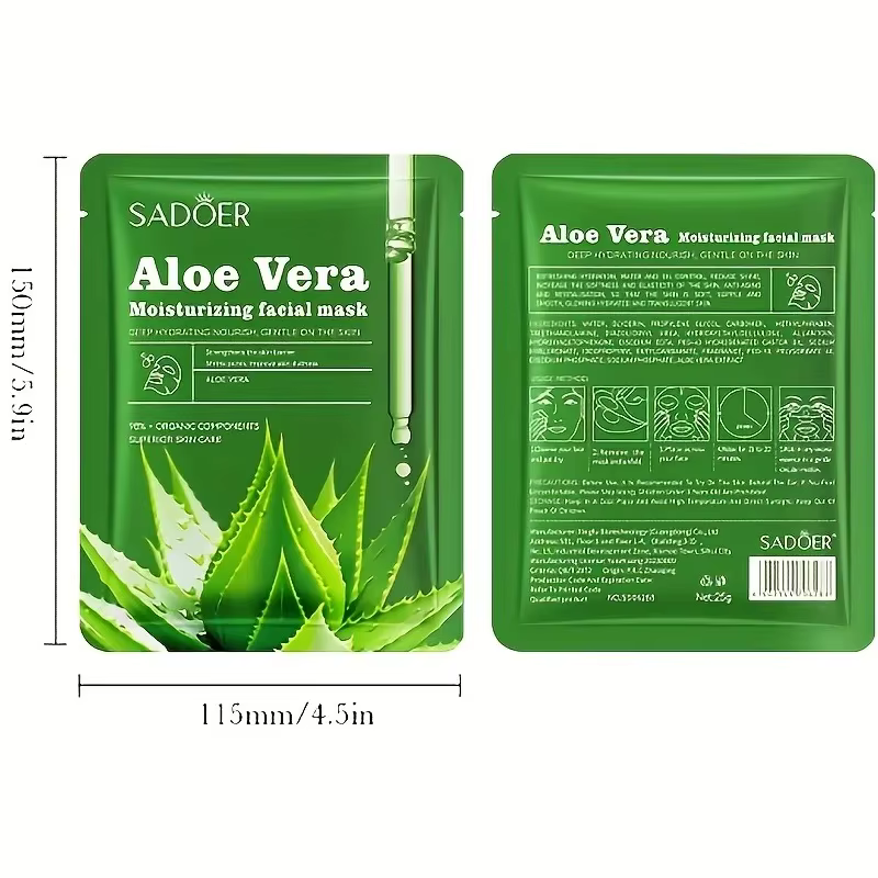 6 masques faciaux à l'aloe vera