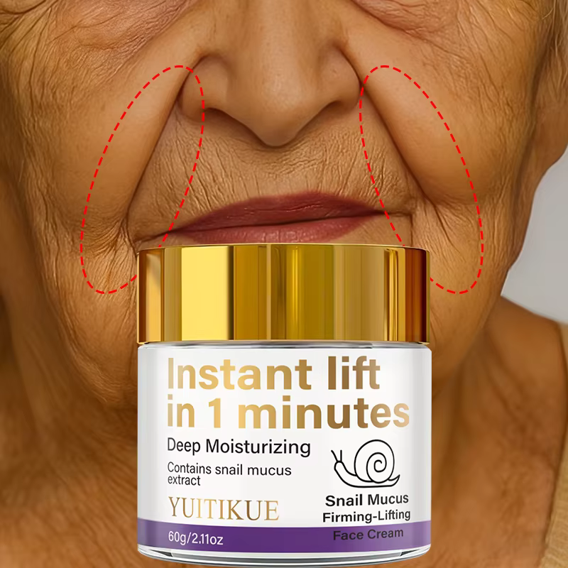 Crème Visage au Mucus d'Escargot YUITIKUE 60g Hydratation Profonde Effet Lifting Instantané en 1 Minute Soin Raffermissant et Liftant pour un Teint Éclatant