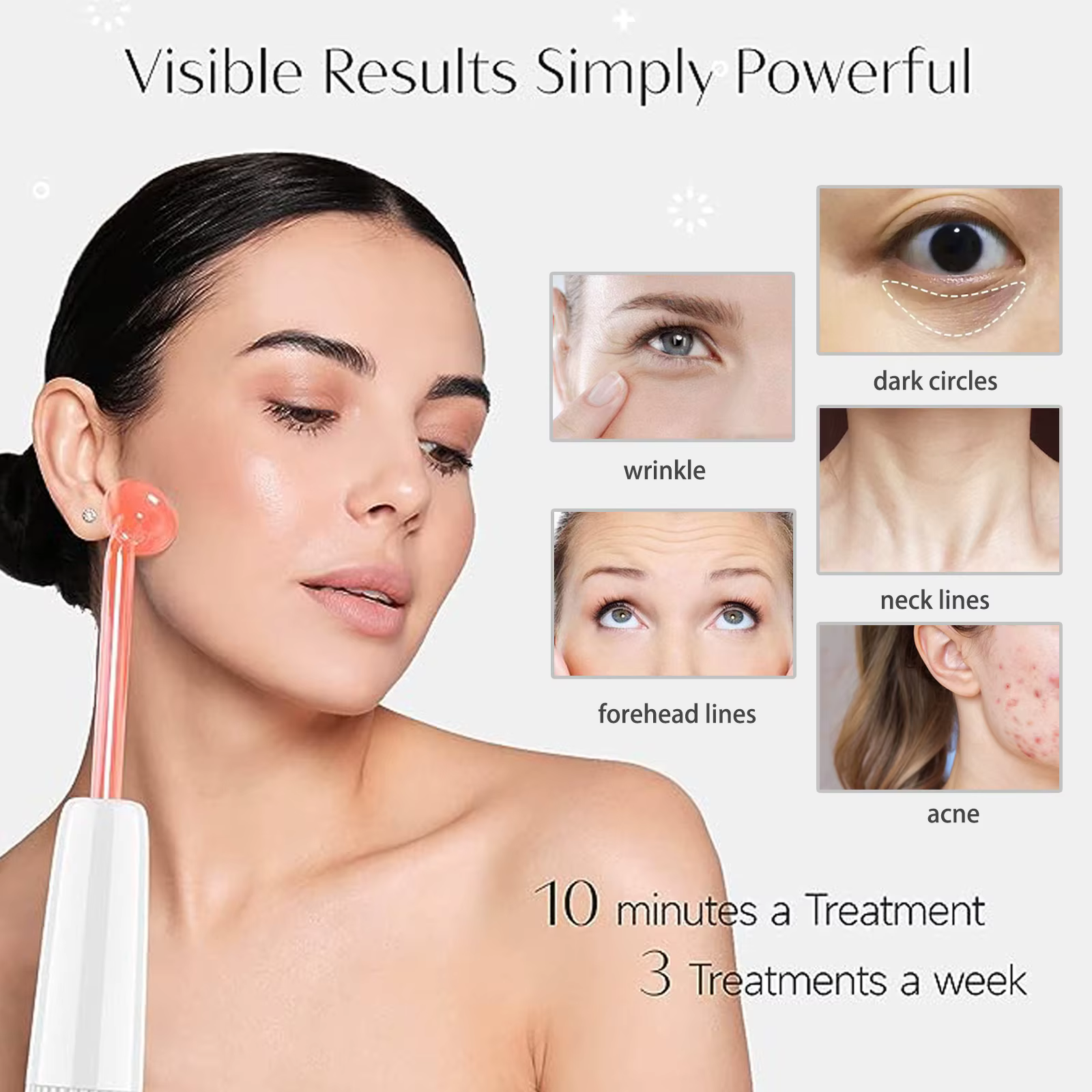 Darsonval nouvelle Machine faciale à haute fréquence thérapie de la peau avec 6 baguettes au néon et à l'argon