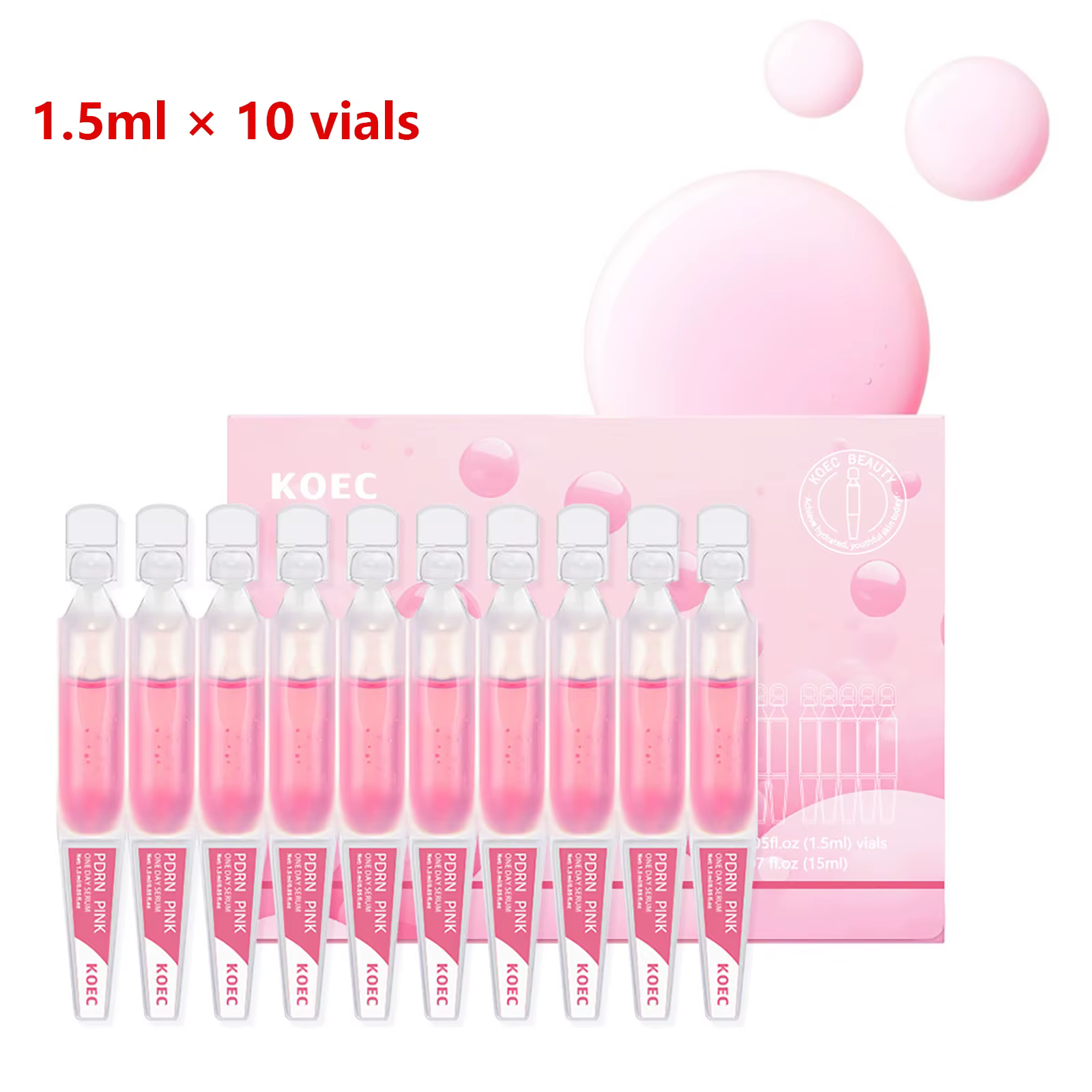 10 flacons/boîte – Sérum PDRN PINK ONE DAY – Ampoule raffermissante et hydratante – Lissage de la peau – Contrôle du sébum – Affinage des pores – Essence de rajeunissement cutané