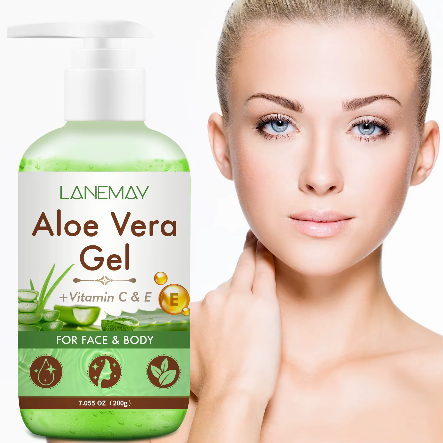 Gel d'aloe Vera à la vitamine C et E pour le visage et le corps