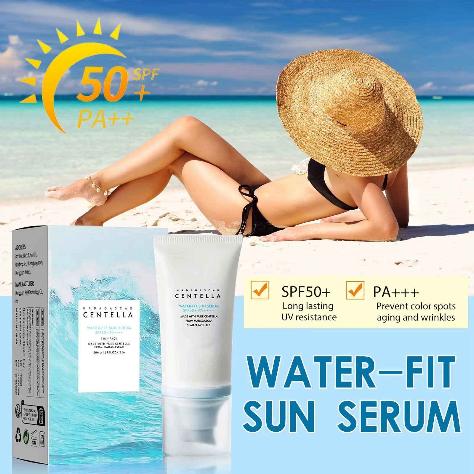 Crème solaire à la centella pour le visage