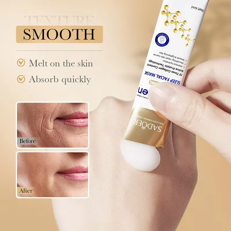 30 pièces SADOER collagène dormir masques faciaux visage soins de la peau hydratant éclaircissant raffermissant