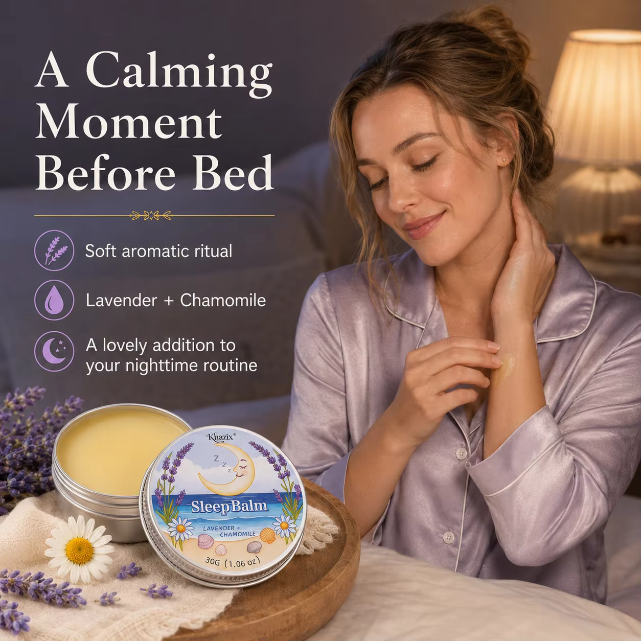 Baume de Nuit Apaisant 30g à la Lavande et à la Camomille – Arôme Relaxant