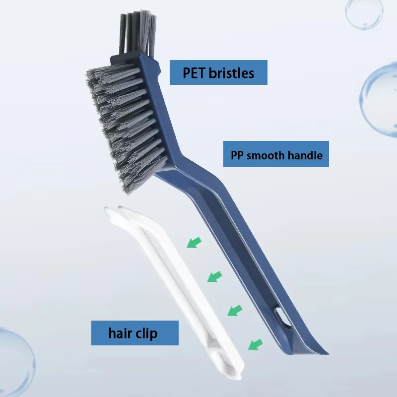 Brosse de nettoyage multifonctionnelle 2-en-1 pour salle de bain et carrelage - Nettoyeur efficace des coins et des interstices