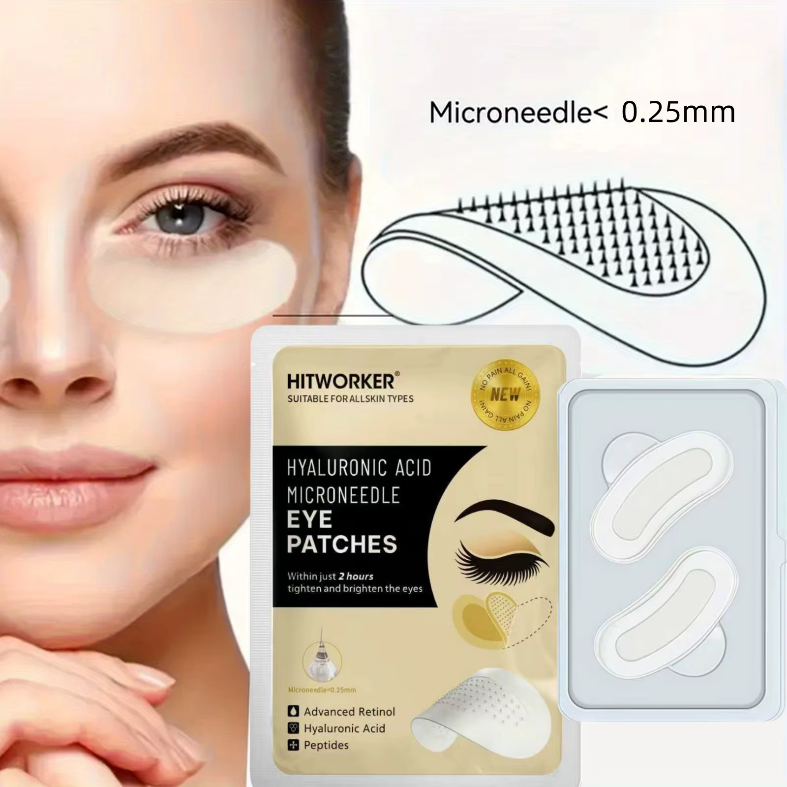 1 paire de patchs pour les yeux à l'acide hyaluronique hydratant