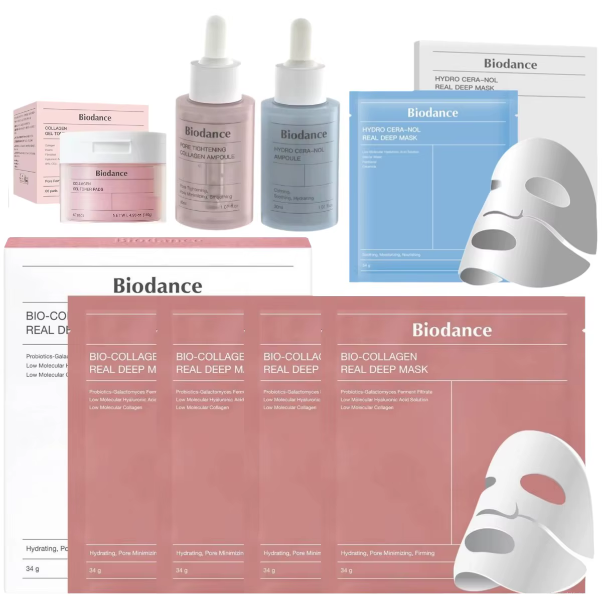 Masque Visage Bio-Collagène Réparateur Apaisant à l'Ampoule Essentielle Hydratante Raffinant les Pores Soin Coréen pour la Peau