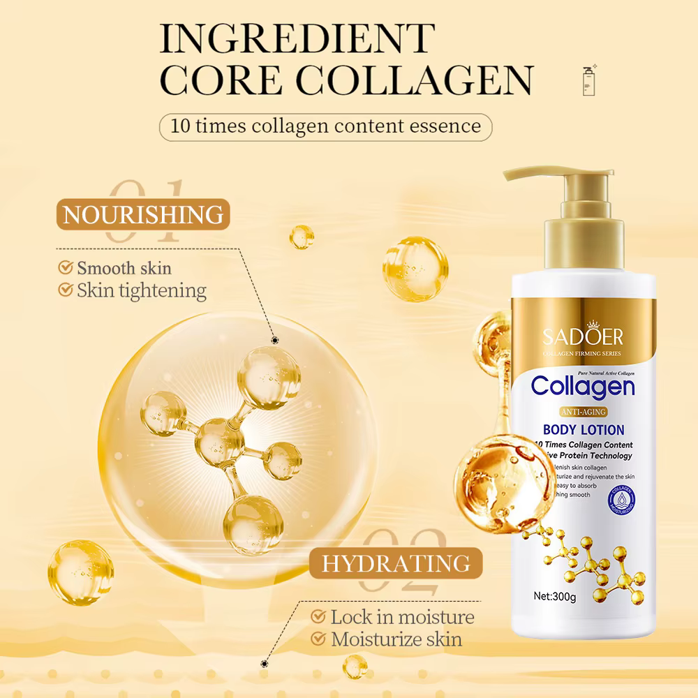 Lotion pour le corps au collagène pour raffermissant et hydratation – Hydratant intense Anti-âge pour peau sèche