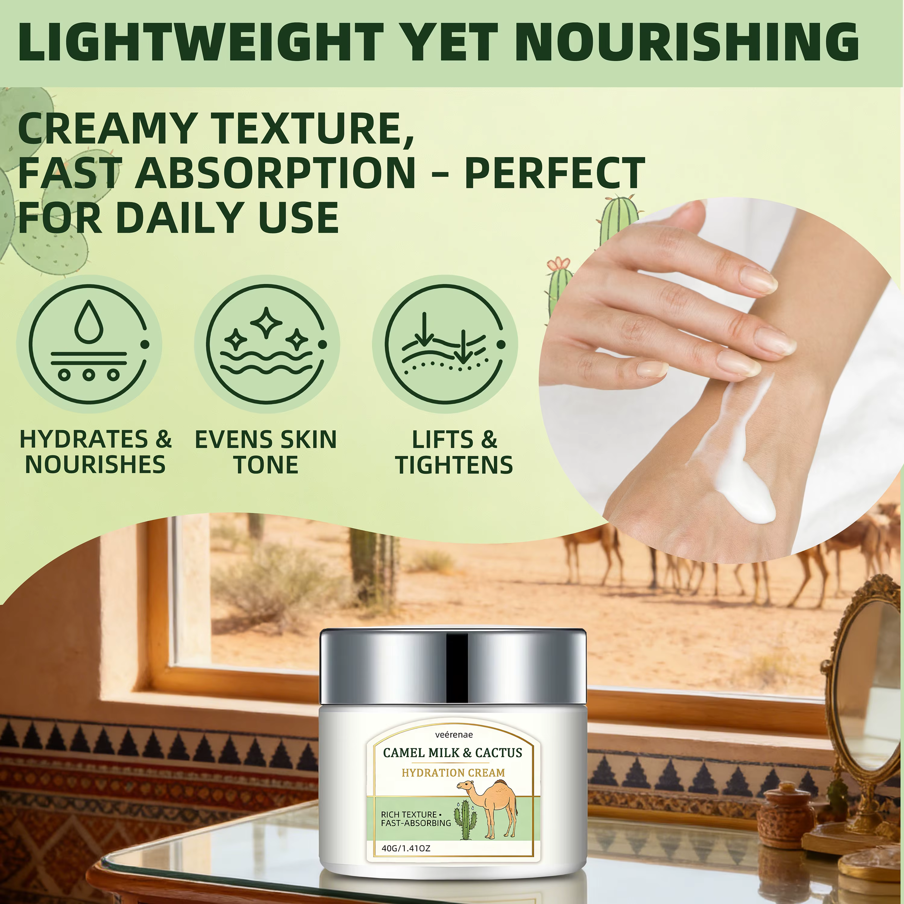 CRÈME HYDRATANTE AU LAIT DE CHAMELLE ET CACTUS