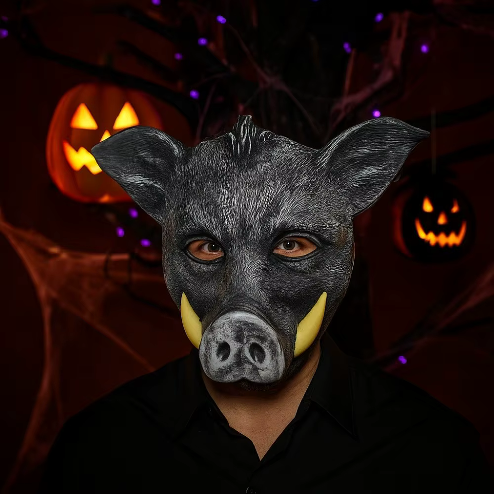Masque de loup-garou drôle d'halloween, masque Husky Cosplay tigre EVA, accessoires de fête à bretelles élastiques, demi-masque unisexe